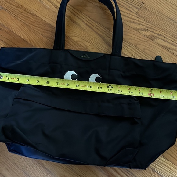 Anya Hindmarch Eyes Top Handle Tote Bag - ruby red lined front pocket & gold zip - Picture 11 of 12